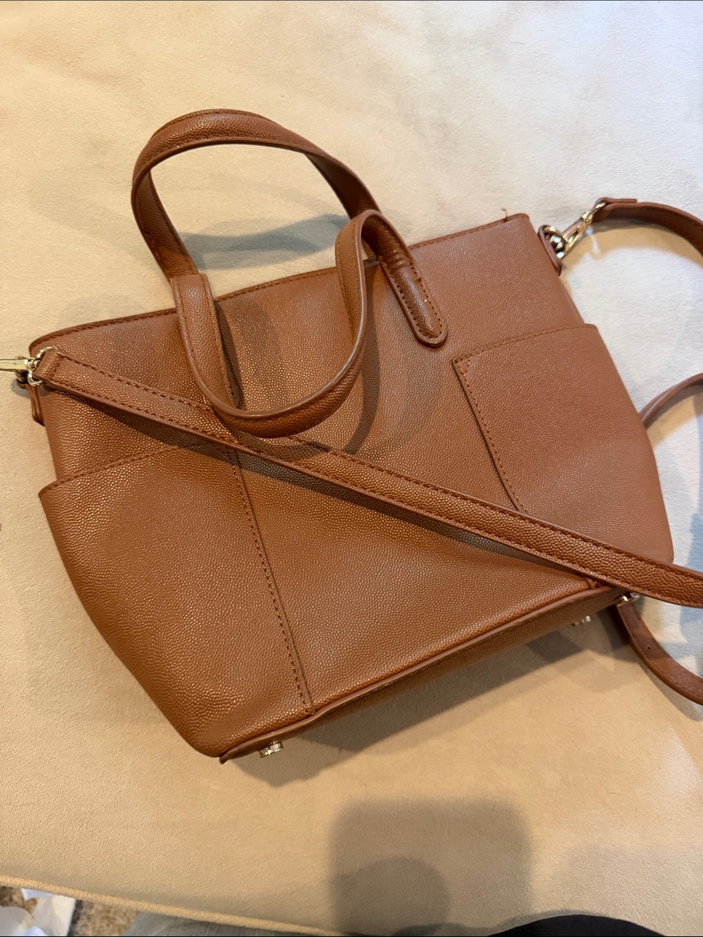 Classic Brown Tote Handbag with Removable Strap